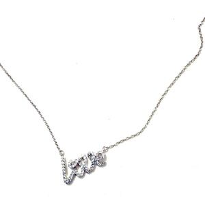 FASHION JEWELRY Silver Pavé Love Script Pendant Necklace